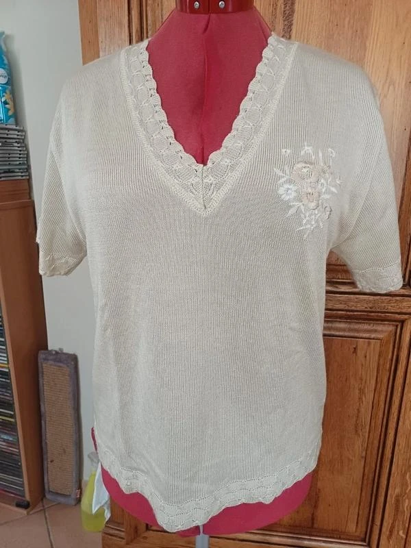 Pull manche courtes beige taille 42